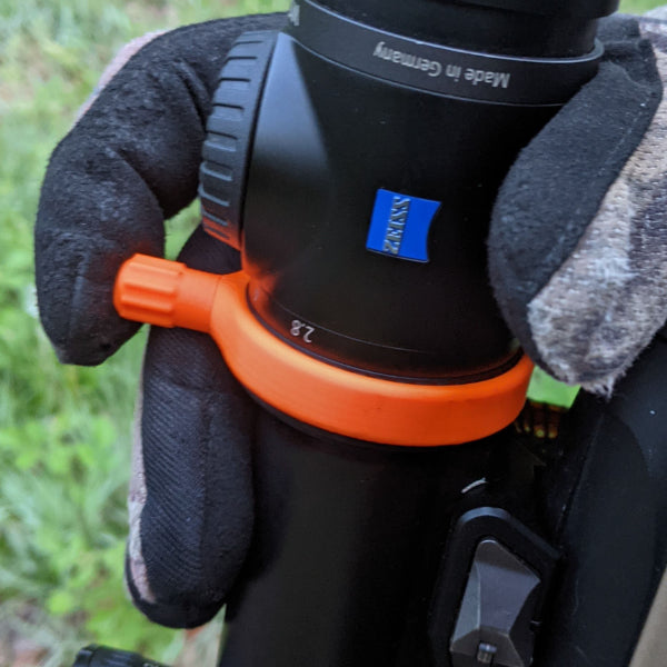 Zubehör für Zielfernrohre: Schnellverstellhebel für die Zeiss Victory V8 und Conquest V6 Zielfernrohrserien. Versetzte Ausführung in Signalorange.