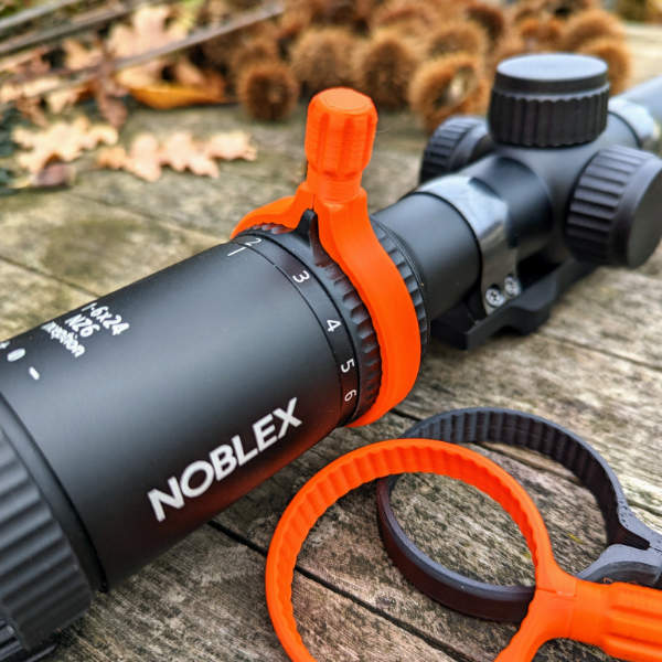 Zubehör für Zielfernrohre: Schnellverstellhebel für Noblex NZ6 Serie. Inline Ausführung in Signalorange