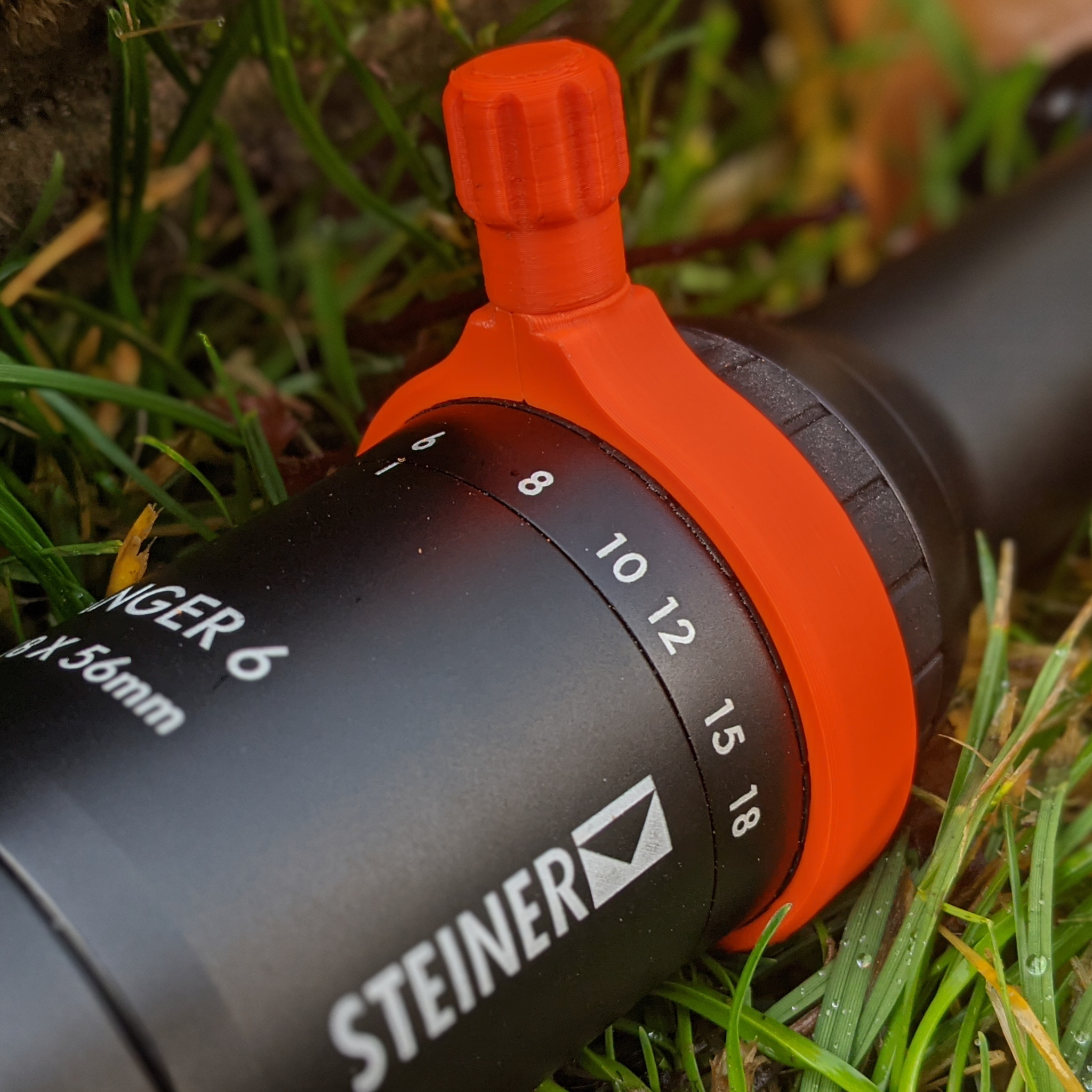Zubehör für Zielfernrohre: Schnellverstellhebel für die Steiner Ranger 6 Serie. Inline Ausführung in Signalorange