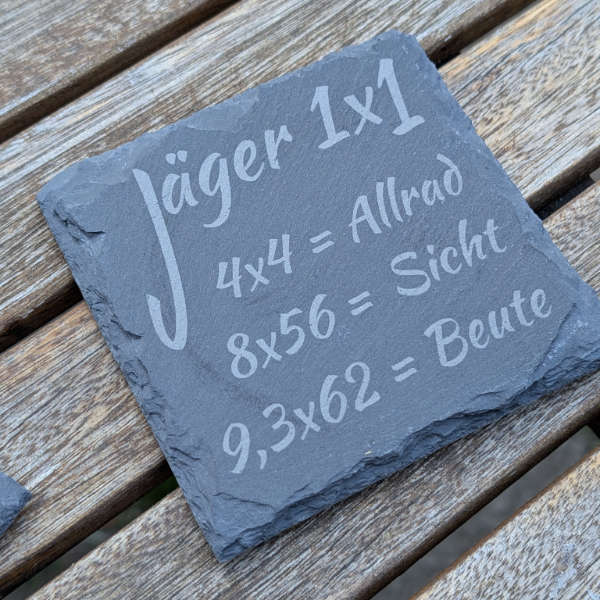 Jagawams-Sprüche-Schieferuntersetzer für Jäger